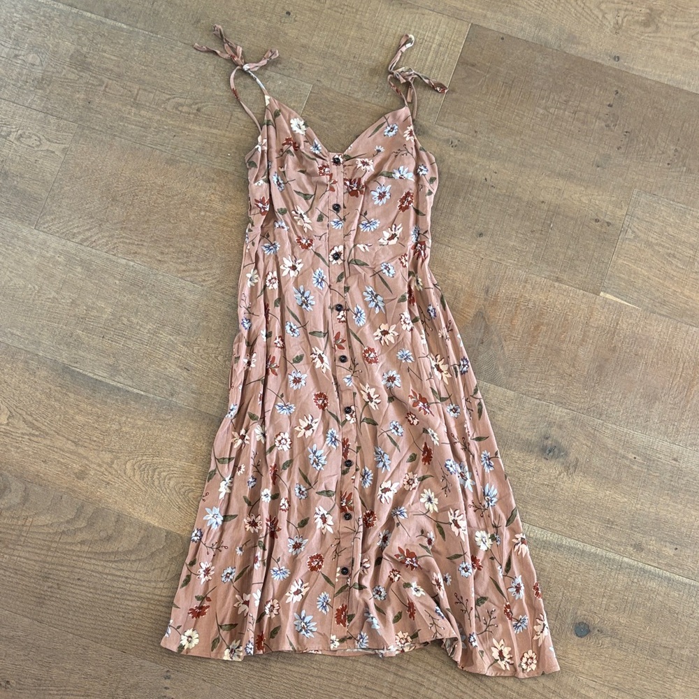 Blush J Floral Midi Dress in Brown and Blue